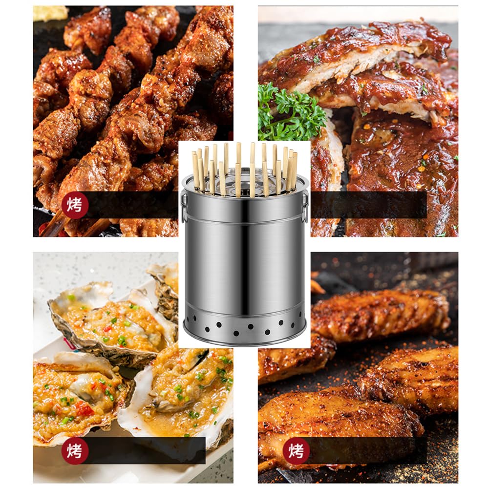Przenośny grill na węgiel drzewny bezdymny design do grilla wewnątrz i na zewnątrz, mini grill z regulowanym otworem wentylacyjnym