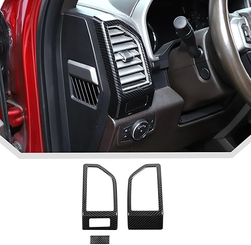 Miniatura 2 de 2 unids/set de cubierta de ventilación de aire acondicionado para Ford F150 2015 2016 2017 2018 2019 2020 Accesorios interiores (fibra de carbono)