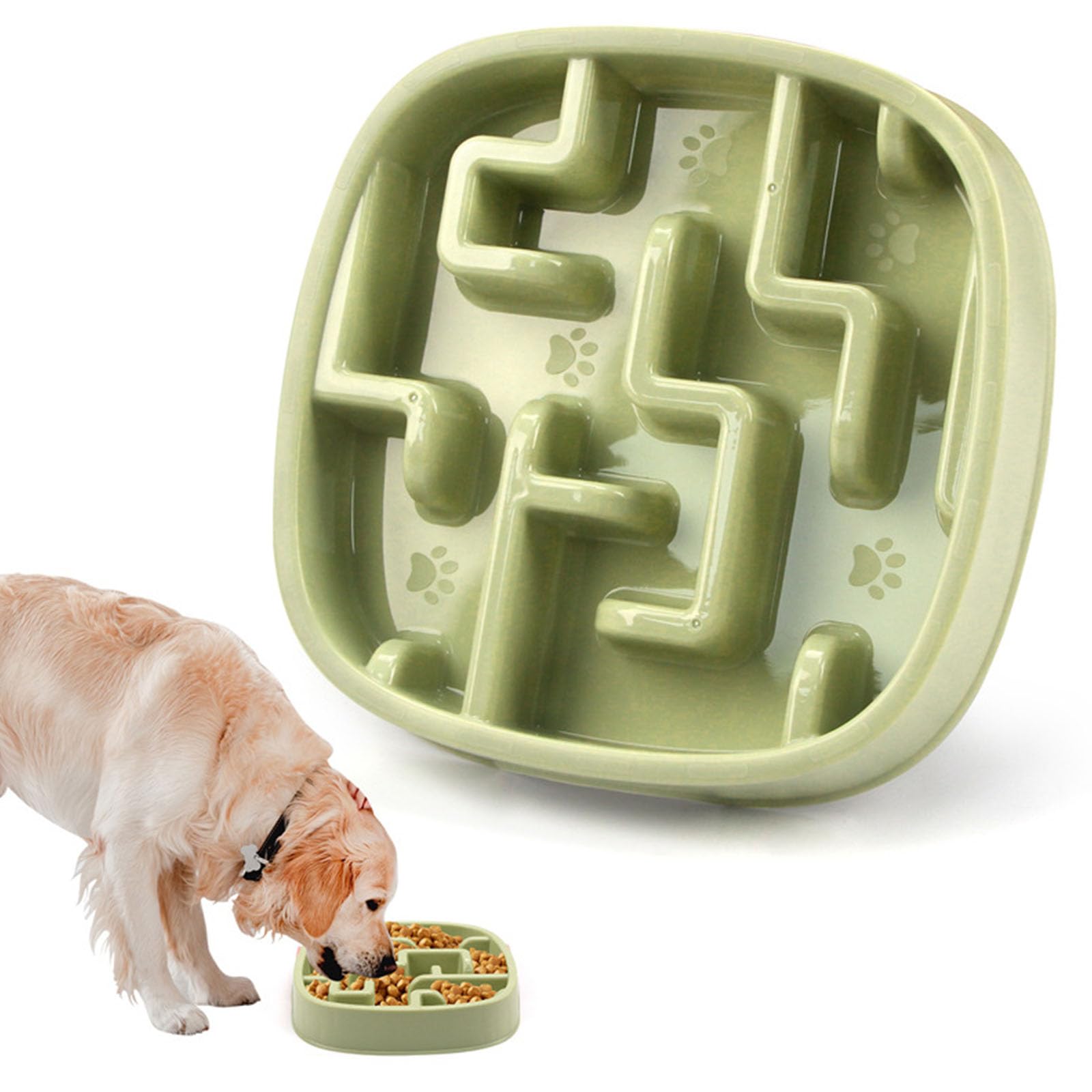 Cuenco de alimentación lenta antideslizante para gatos y perros pequeños, plato fácil de comida para mascotas PP