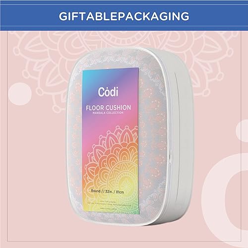 Miniatura 6 de Codi Cojín redondo de 32 pulgadas, cojín grande de meditación, cojín circular de espuma viscoelástica, almohada circular (orquídea morada, 1 unidad