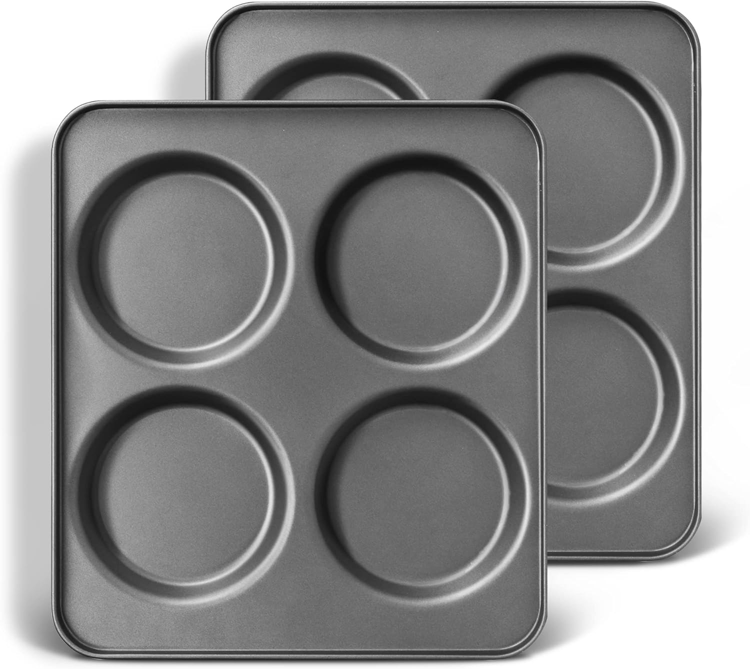 HONGBAKE Large Muffin Top Pan Set of 2, 4 Cup Nonstick