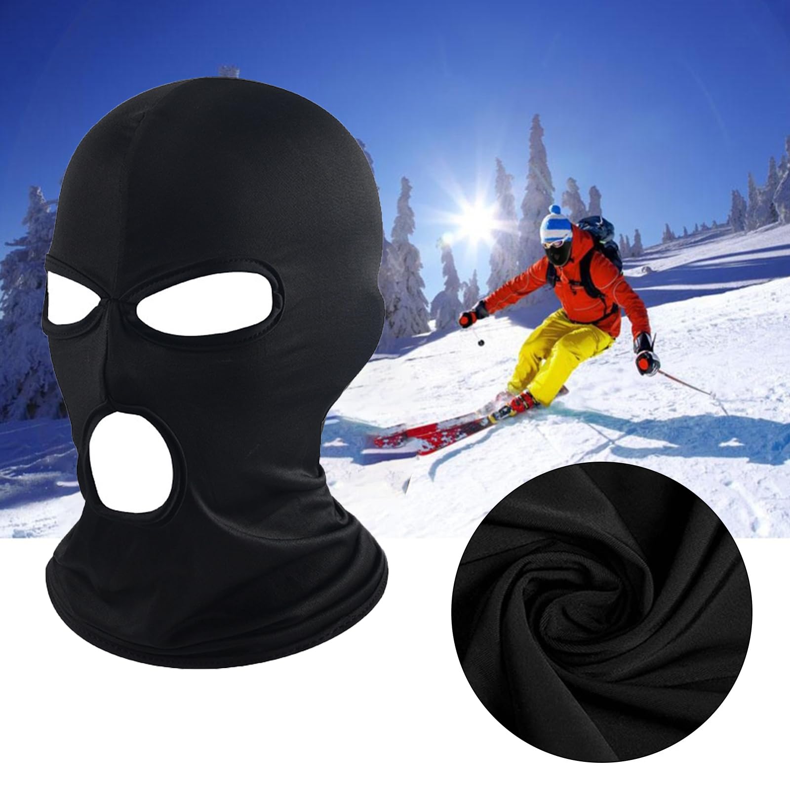 4 Piezas Pasamontañas de 3 Agujeros, Máscara de Esquí para Hombre Mujer, Bufanda de Esquí para Motocicleta, Negro Máscara Facial Completa Balaclavas