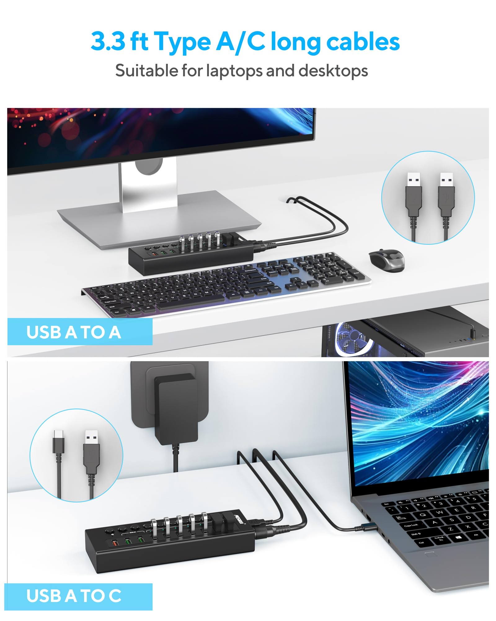 USB HUB 4 Ports USB C 3.2 Gen 2 HUB (10 in 1 US)