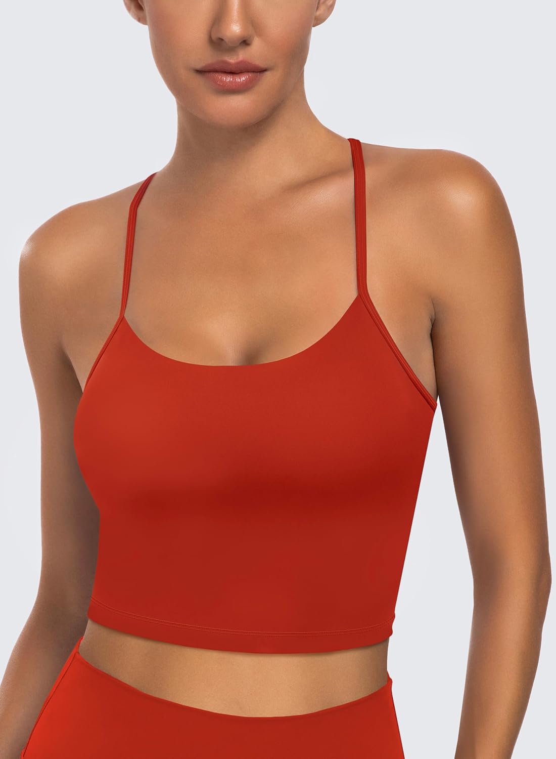 MIRITY 3-Pack Y Back Longline Sports Bras for Women - Spaghetti Support Padded Yoga Workout Crop Tank Top