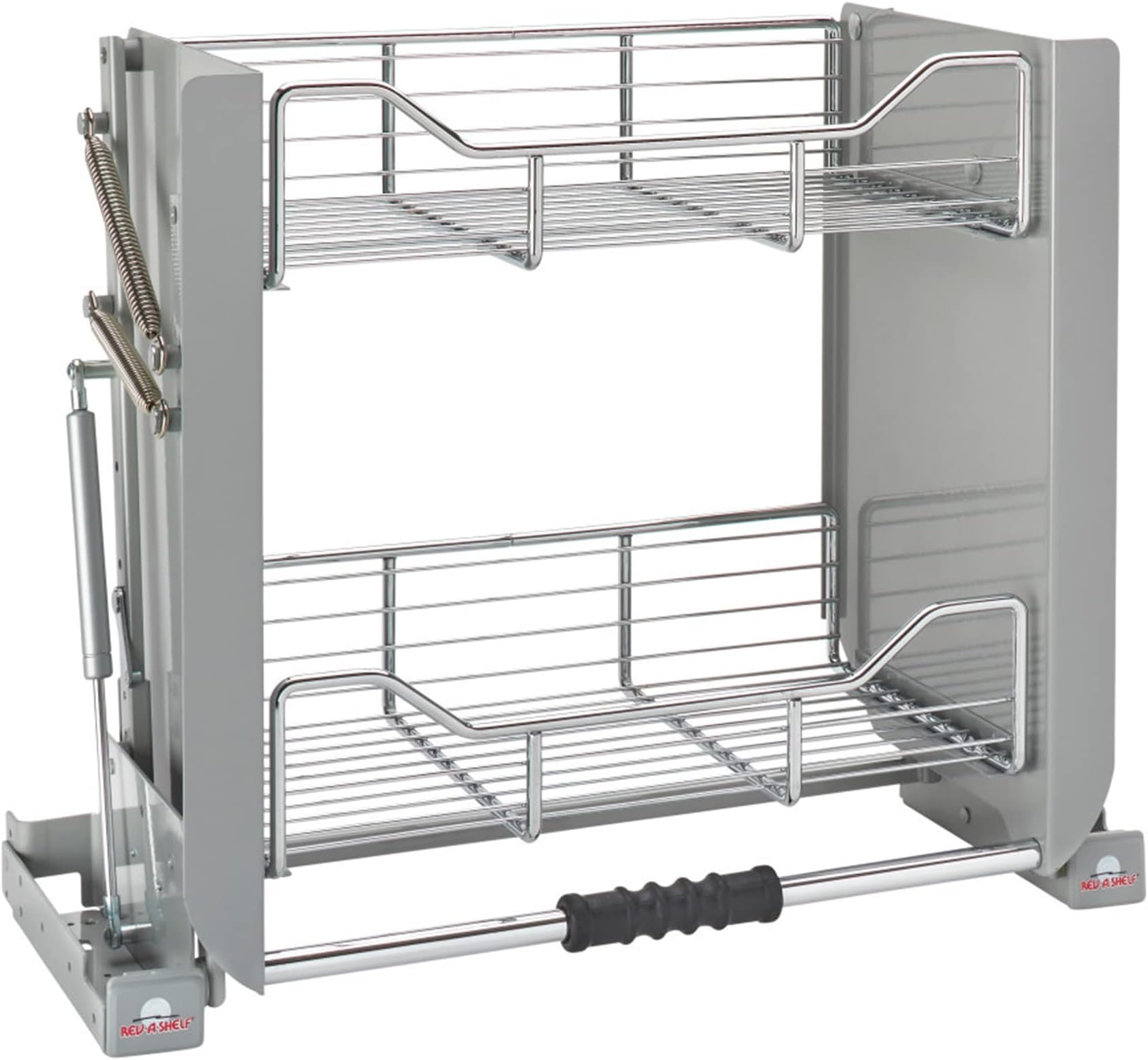 Rev-A-Shelf 24" Pull Down Heavy Duty Shelf Organizer for Tall Kitchen/ Bathroom Cabinets, Dual Tier Wall Mounted Pantry Storage, Chrome, 5PD-24CRN