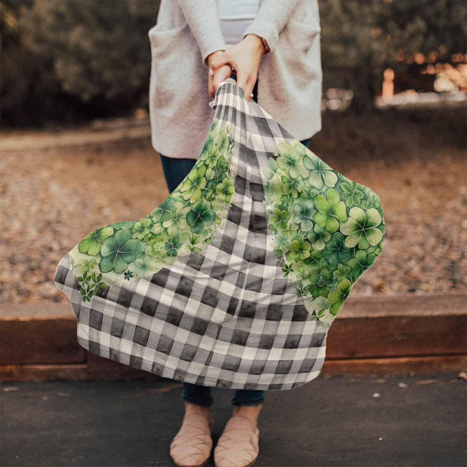 Nursing Cover for Breastfeeding Scarf, Love St. Patrick's Day Buffalo Baby Car Covers Super Soft Multi Use for Canopy Shopping Cart Cover Blanket Stroller Cover