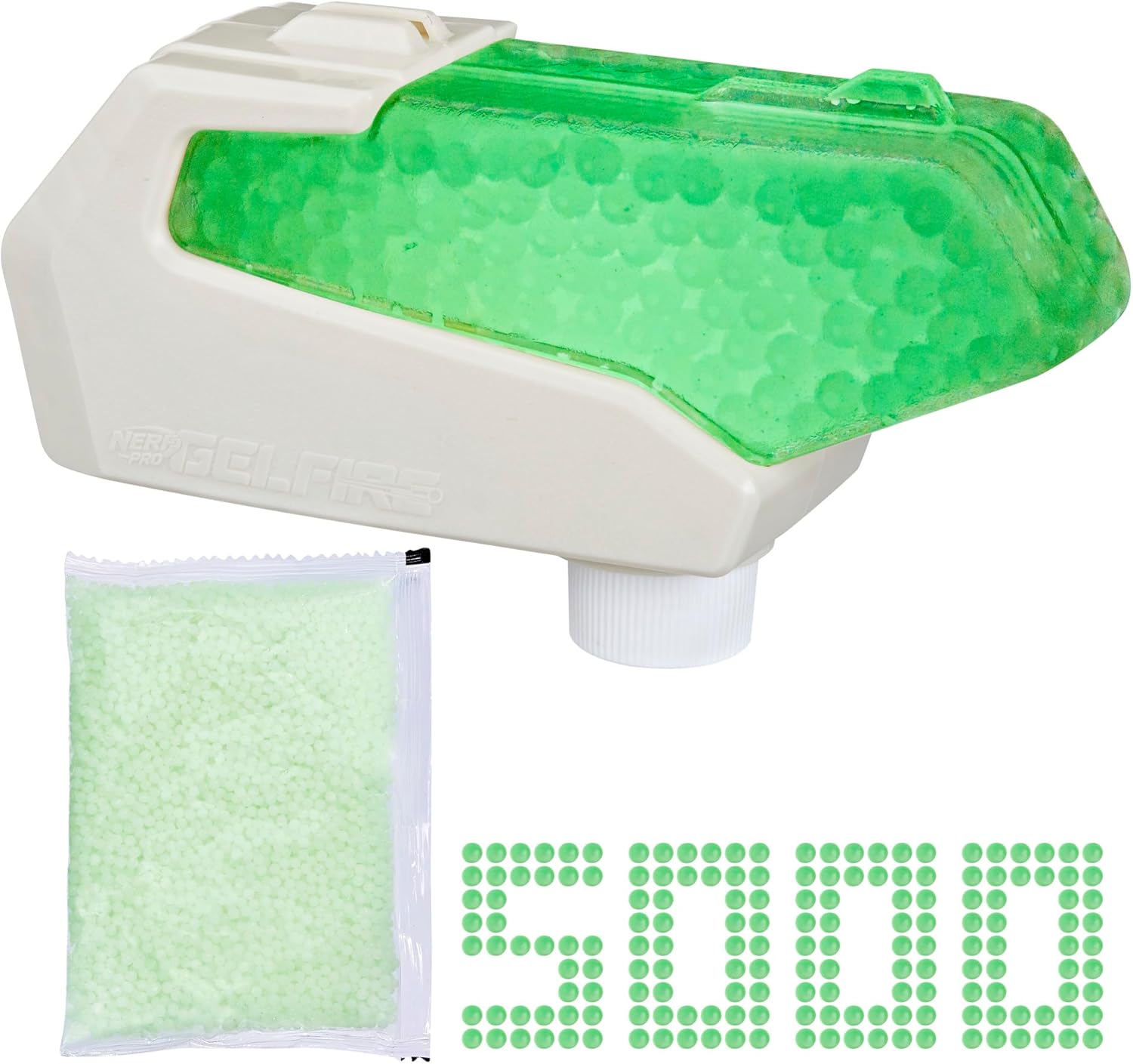 Nerf Pro Gelfire Nightfall Hopper & 5000 Glow in The Dark Dehydrated Rounds