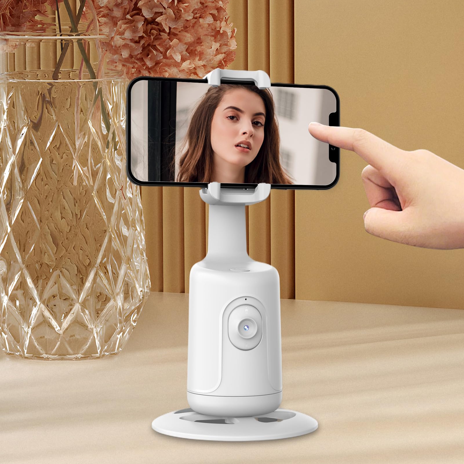 Supporto per telefono intelligente con monitoraggio del viso automatico: treppiede per registrazione e streaming a mani libere, supporto per telefono da tavolo per matrimoni, giochi, lavoro in ufficio