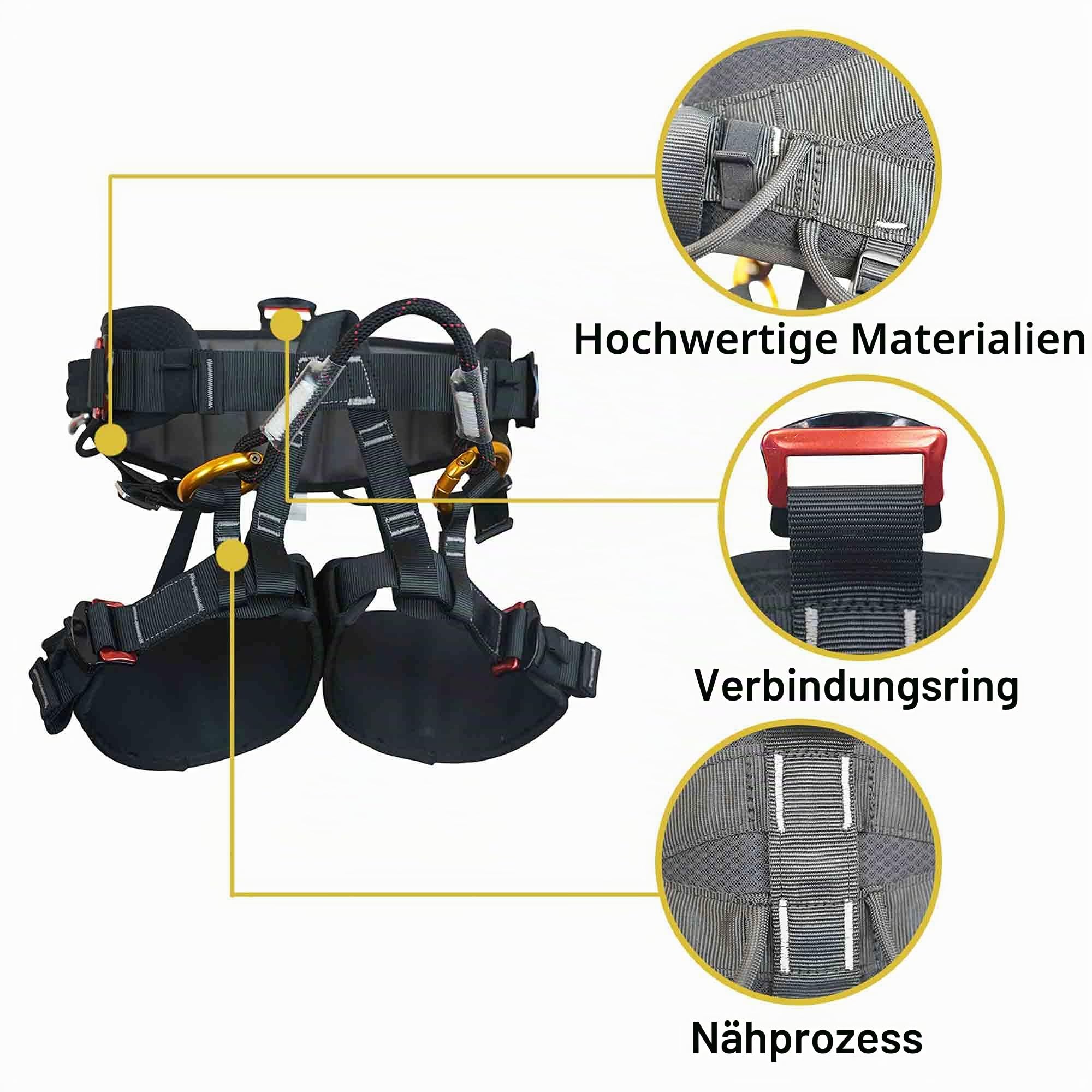 SOB Klettergurt Sicherheitsgurt Mehrzweck Taillenring 33.5-49.2 Zoll Beinring 23.6-29.5 Zoll CE-Zertifiziert