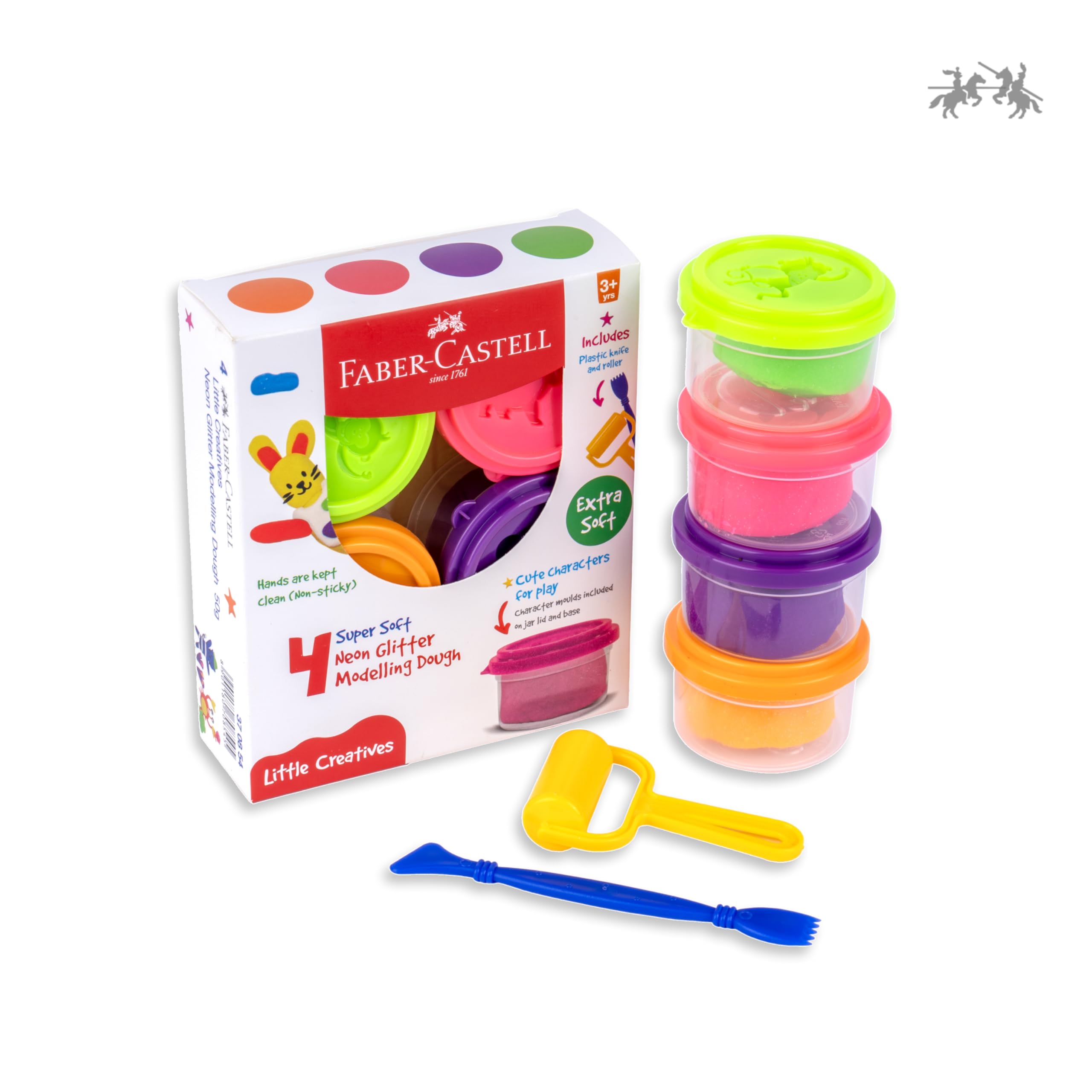 Neon Glitter Modelling Dough - Pack of 4 -3 Neon Glitter Modelling Dough - Pack of 4 -3