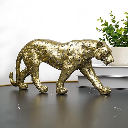 Miniatura 6 de Estatua de guepardo para decoración del hogar, escultura de leopardo, resina, estatuilla de guepardo sentado, decoración de mesa para el hogar,