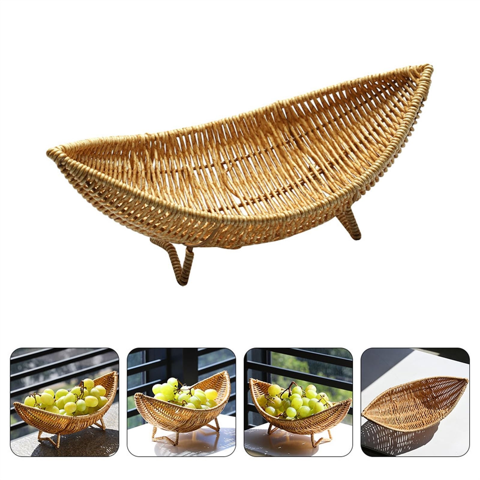 Fruit Basket Picnic Basket Serving Fruit Storage Baskets Bread Wicker Tray Woven Plate Trays Fast Fries French Boats Bowls Platter Fruit Basket Bowl