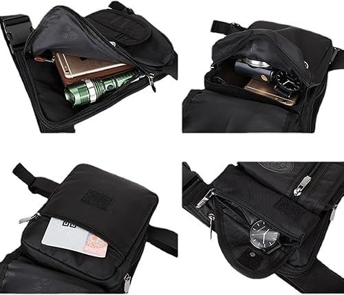 Miniatura 5 de Riñonera táctica militar para motocicleta, ciclismo, múltiples bolsillos, para viajes, senderismo, escalada, muslo, bolsillo, Negro -, Casual