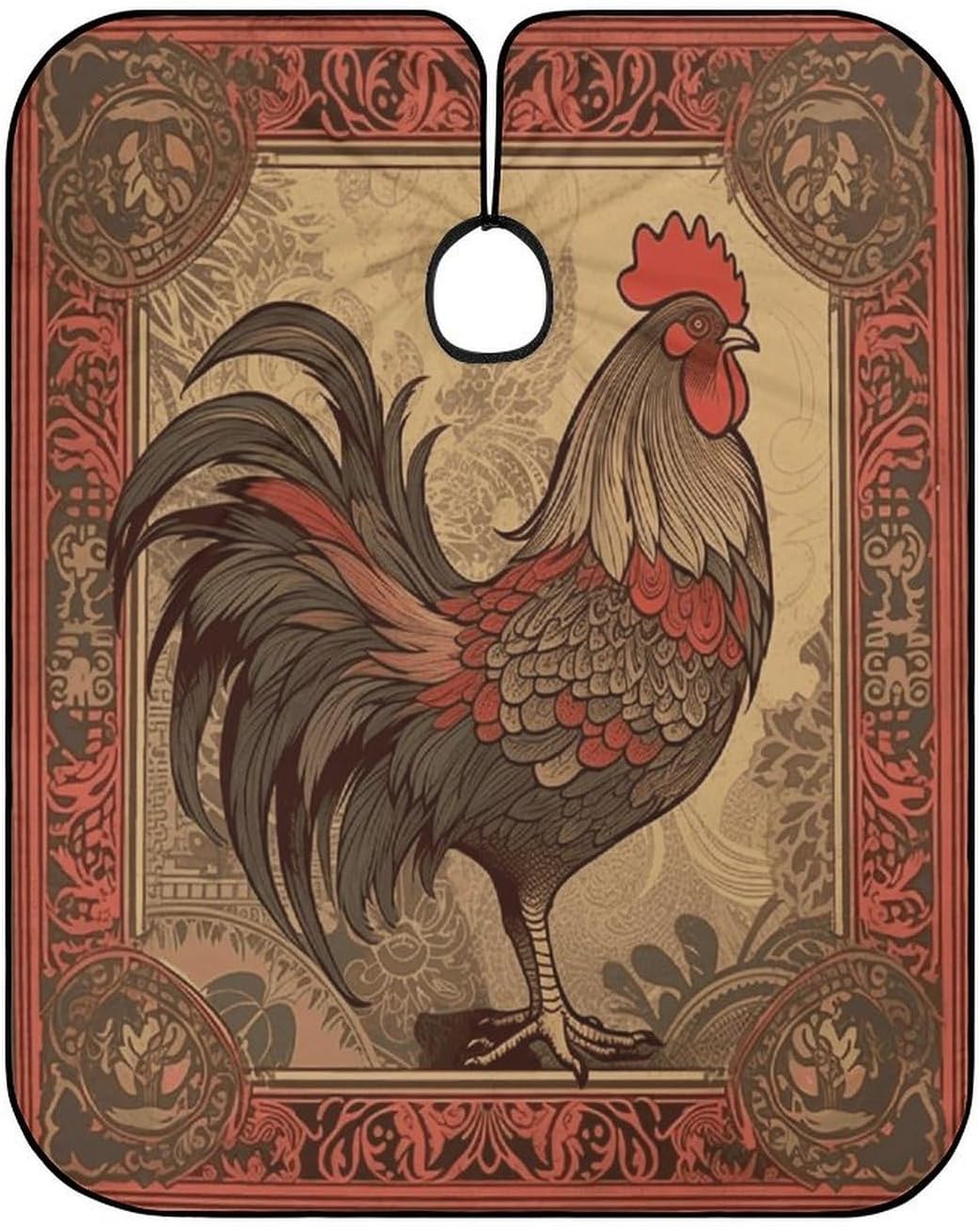 Old Rooster Illustration Apron for Women Men,Barber Cape with Adjustable Snap Closure,Hair Cutting Cape,66.9 X 56.7 Inches for Hair Dye, Comb-out, Styling, Shampoo