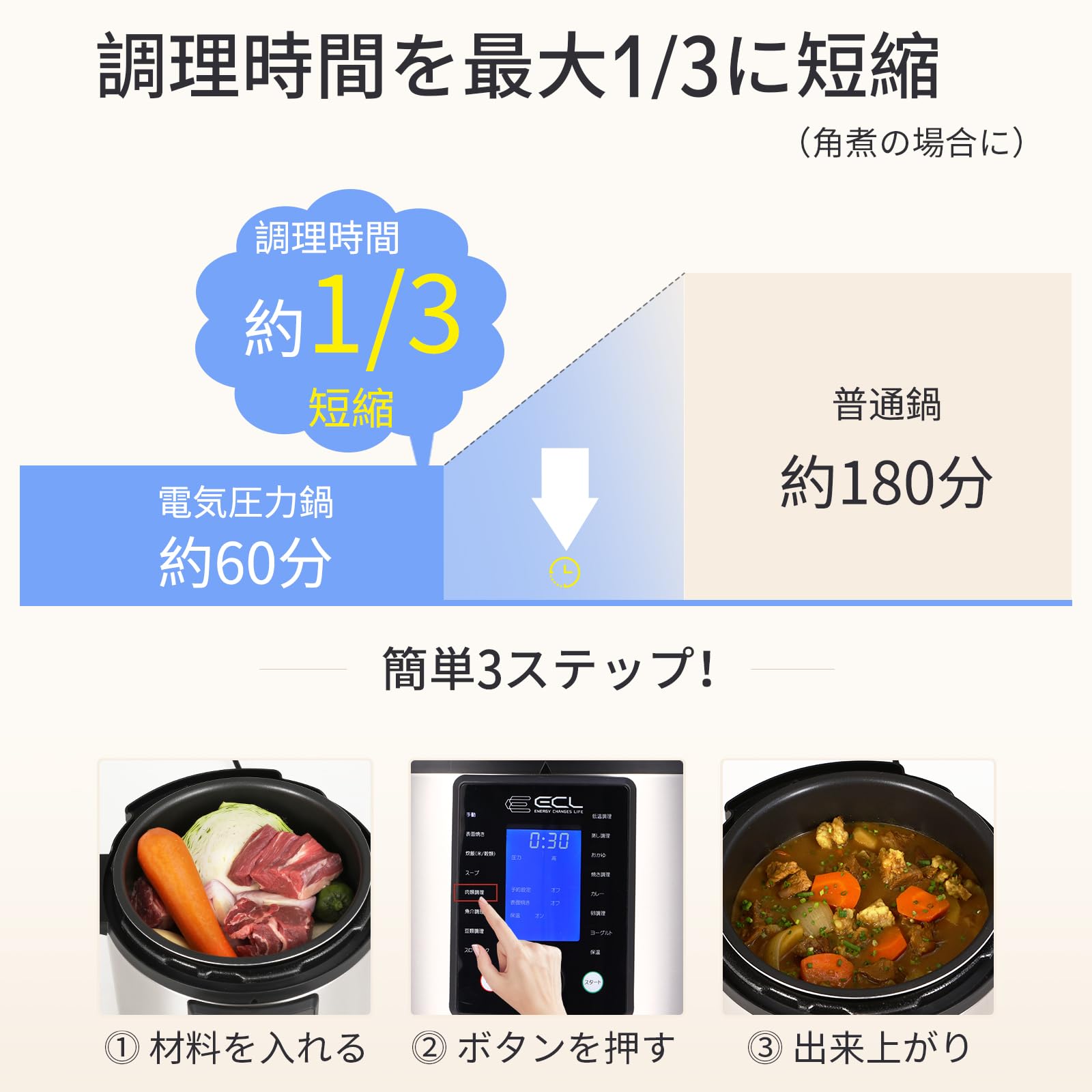 テ*ー様 ECL EC-EPC5L電気圧力鍋 Amazon | ECL 電気圧力鍋 大容量 5L 圧力/自動調理器 電子 圧力