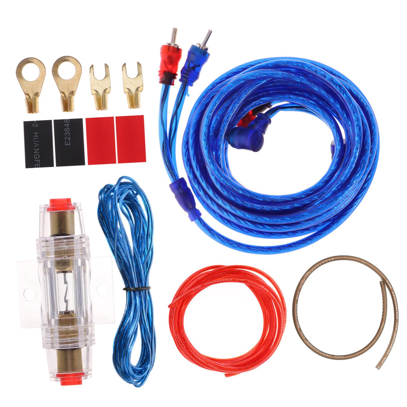 Leistungsverstärkerkabel mit Einfachem Einbau für Auto Zufällige Farbe 8ga aus Reinem Kupfer Komplettes Verstärkerkabel Satz für Audio und Subwoofer Installation