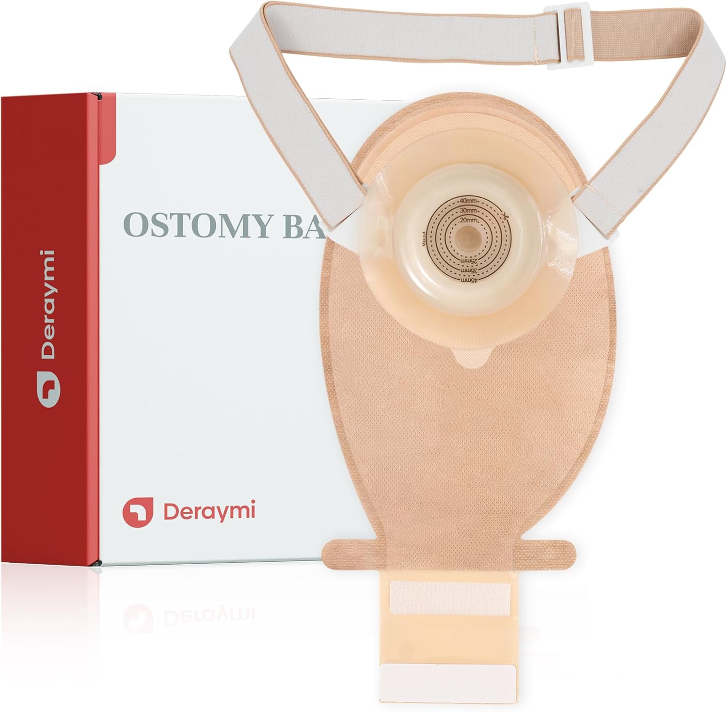 DERAYMI 10 Pack Convex Colostomy Bags with A Belt, One Piece Ostomy Bag Drainable Pouches Ostomy Supplies for Uneven Wrinkled Skin Irregular Stoma Cut-to-Fit 20-45mm