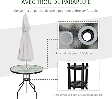 table de jardin avec emplacement parasol