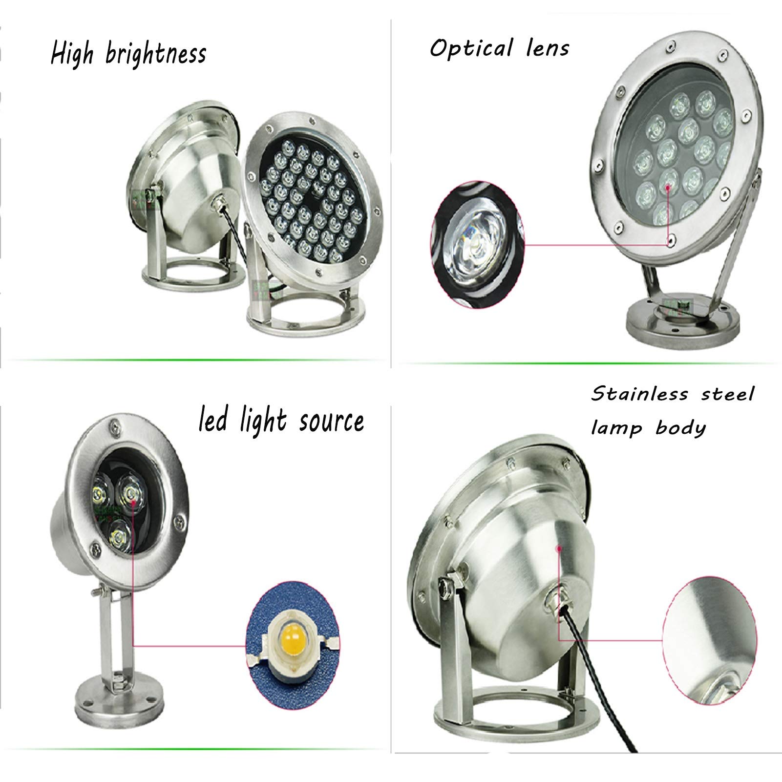 Luce Subacquea 12V LED Impermeabile Luce Subacquea Luce Piscina Luce Pesce Stagno Acqua Scena Luce Spot Luce Fontana Luce Paesaggio (Yellow)