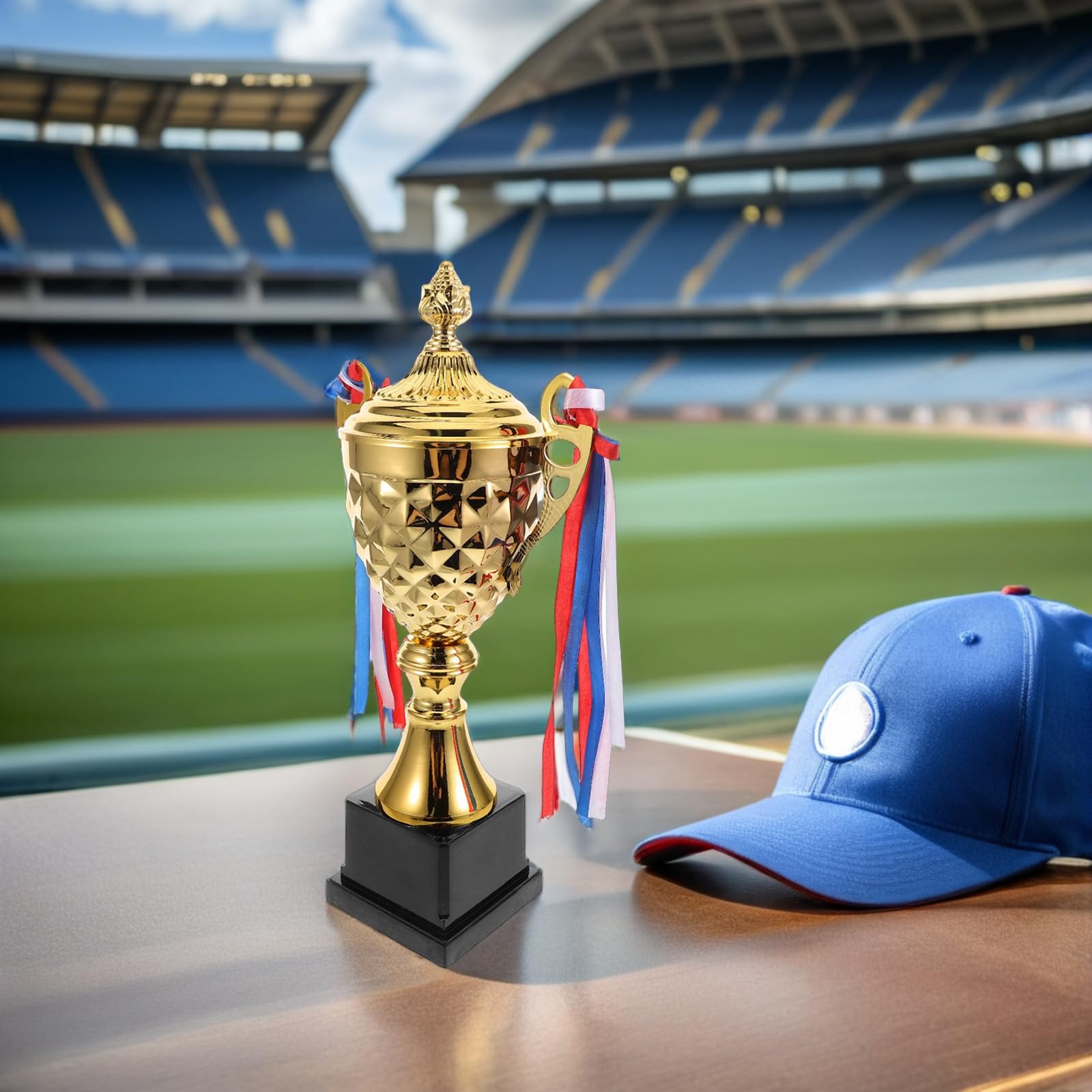 HOMSFOU Trofeo Atlético de Metal Dorado, Copa Clásica para Premios | Diseño Elegante, Construcción Estable, Fácil de Exhibir, Peso Moderado para Atletas