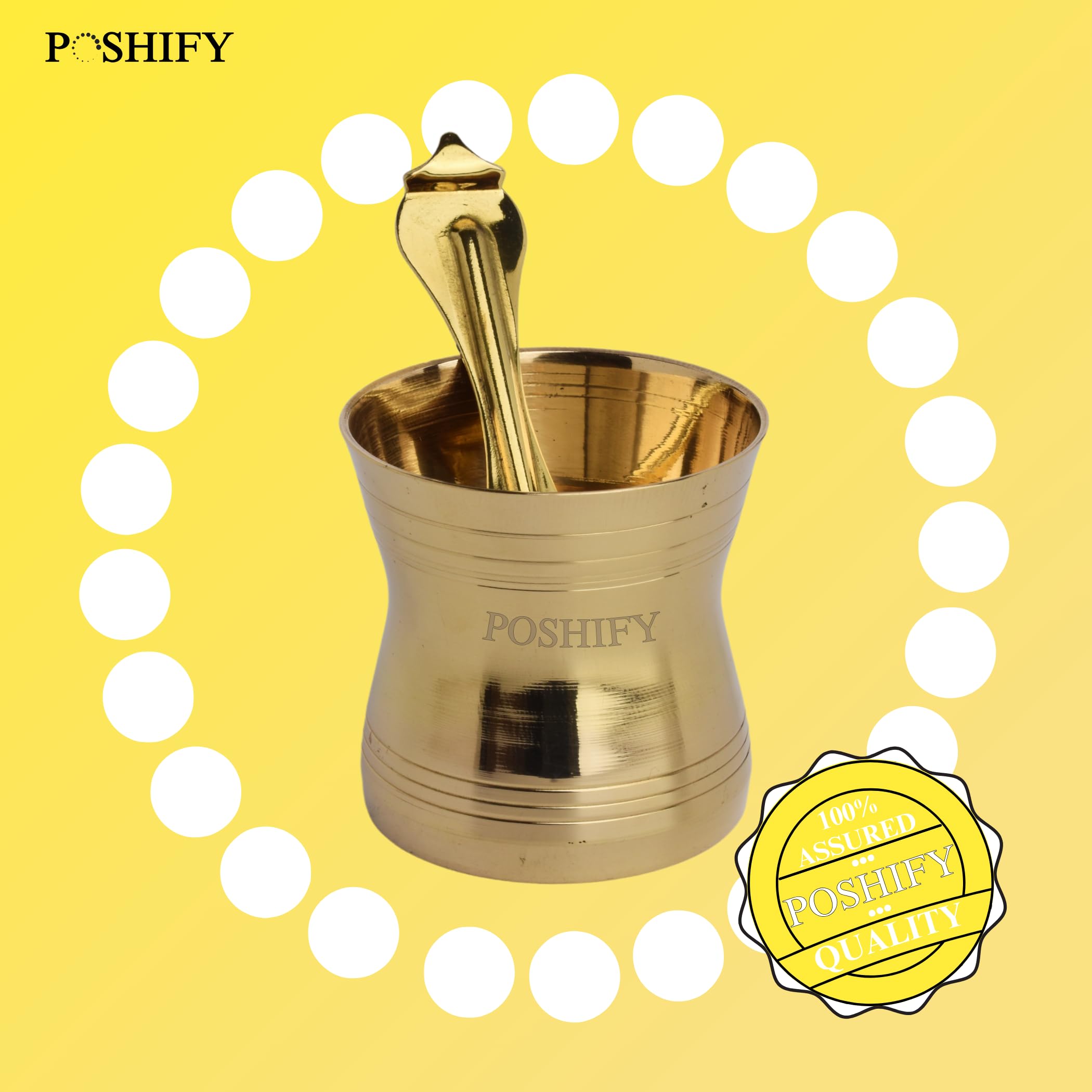 POSHIFY Traditional Brass Pancha Patra with Spoon (Achamani/Pali) | Pure Brass Panchpatra Set for Puja, Mandir, Holy Water & Diwali | Hindu Pooja Items for Home (Cup: 6x6 cm, Spoon: 11.5 cm) 3