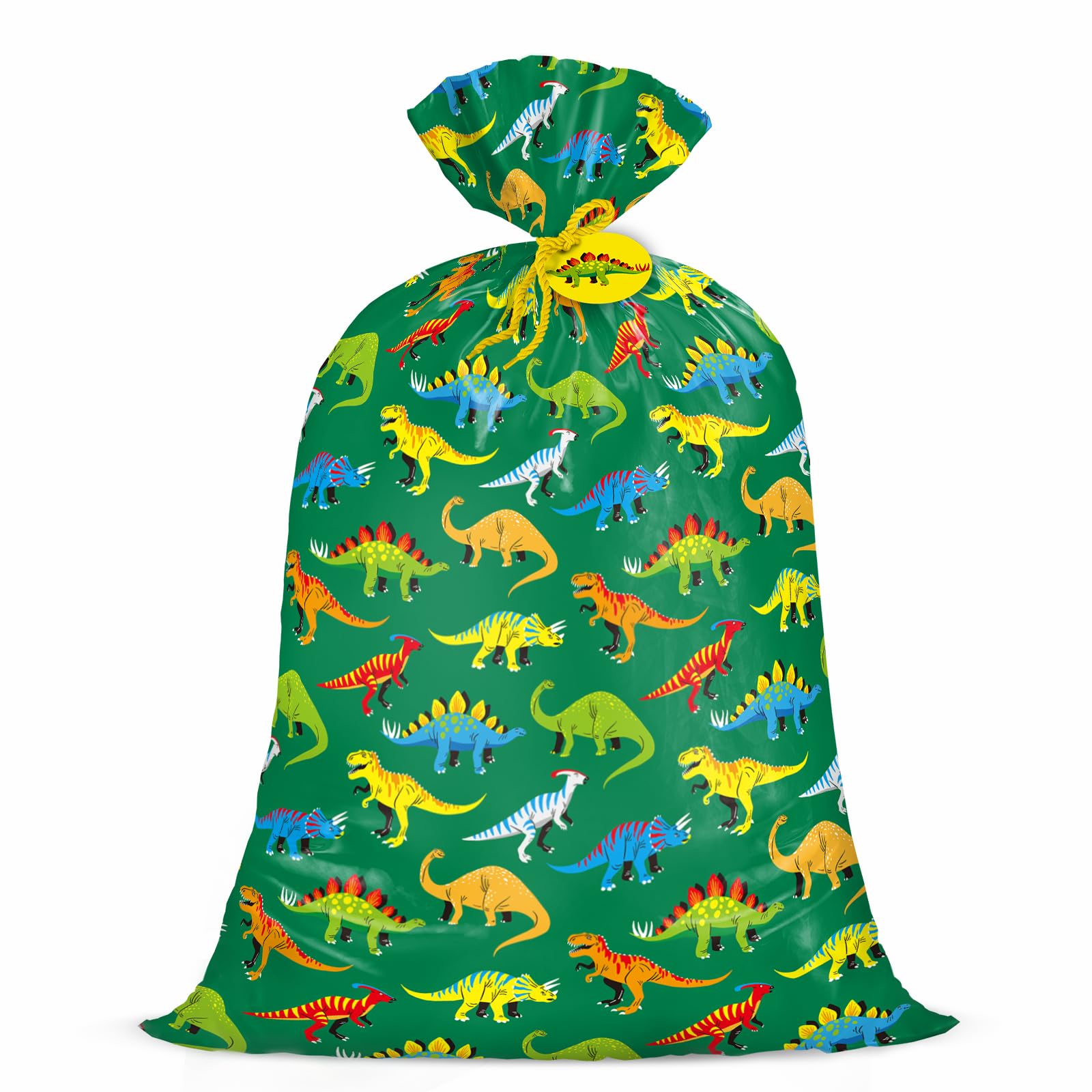 WRAPAHOLIC 56" Extra Large Dinosaur Gift Bag - Green Dinosaur Jumbo Bike Bag Gift Wrap for Girl Kids Boy Birthday, Baby Shower, Dino Party - 56" H x 36" W