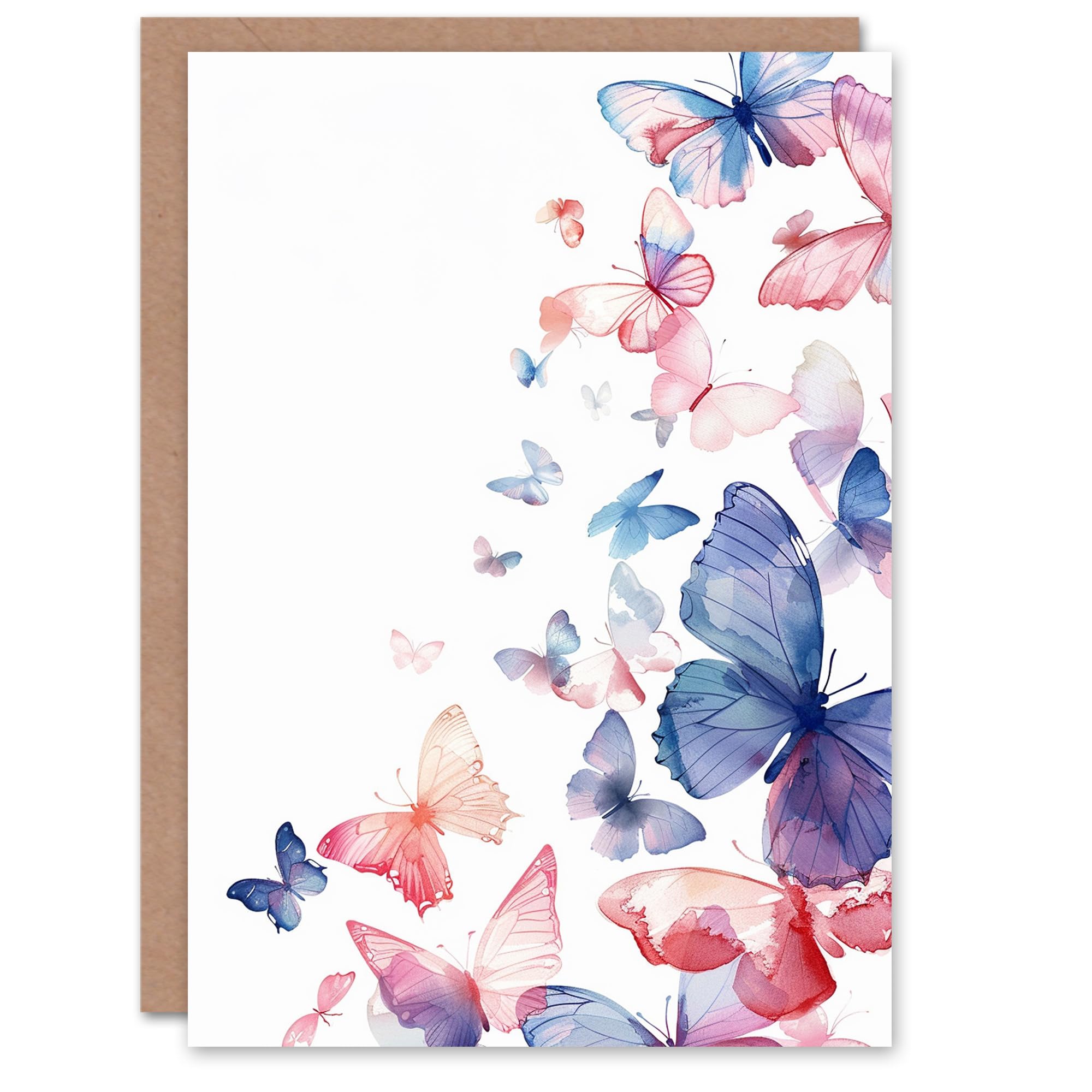 Artery8 Birthday Card Butterfly Watercolour Bright Design For Her Gran Sister Niece Daughter Wife Woman Greeting Card