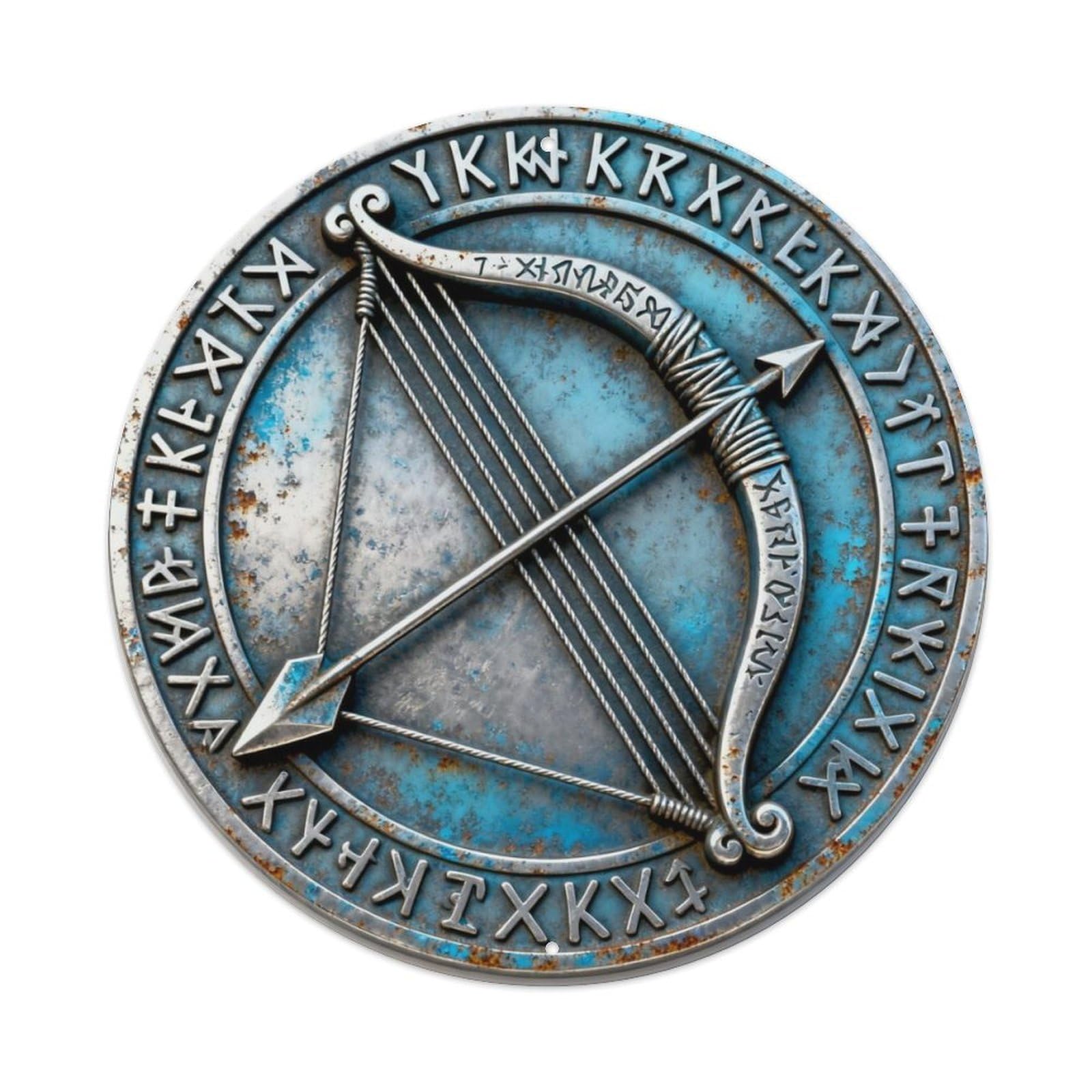 Norse Ullr Ski God Bow Rune Metal Tin Sign Plaque
