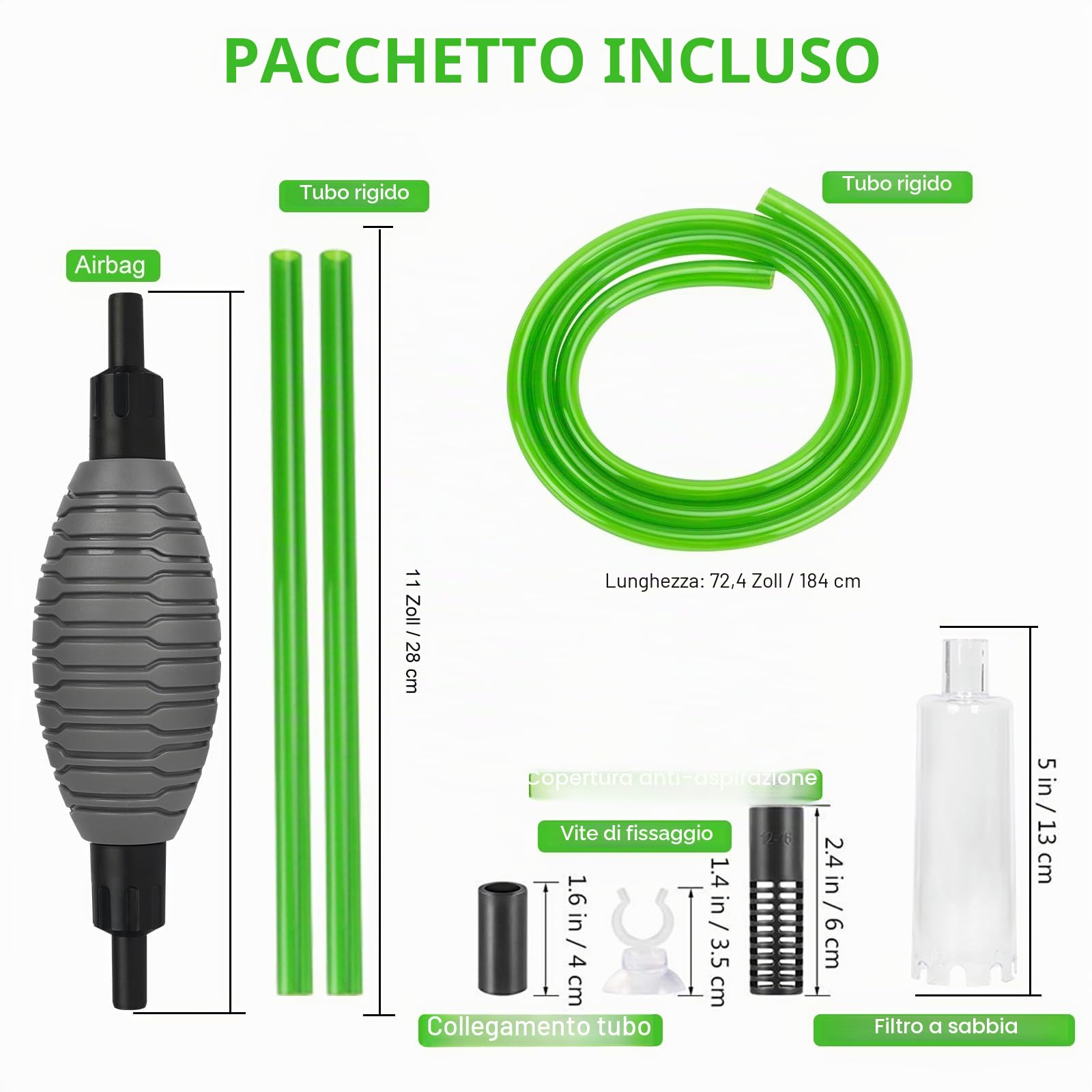 Cambio d'Acqua per Acquario, Detergente per Ghiaia per acquari Kit con sifone, vestito per il cambio dell'acqua dell'acquario e la pulizia della sabbia dell'acquario