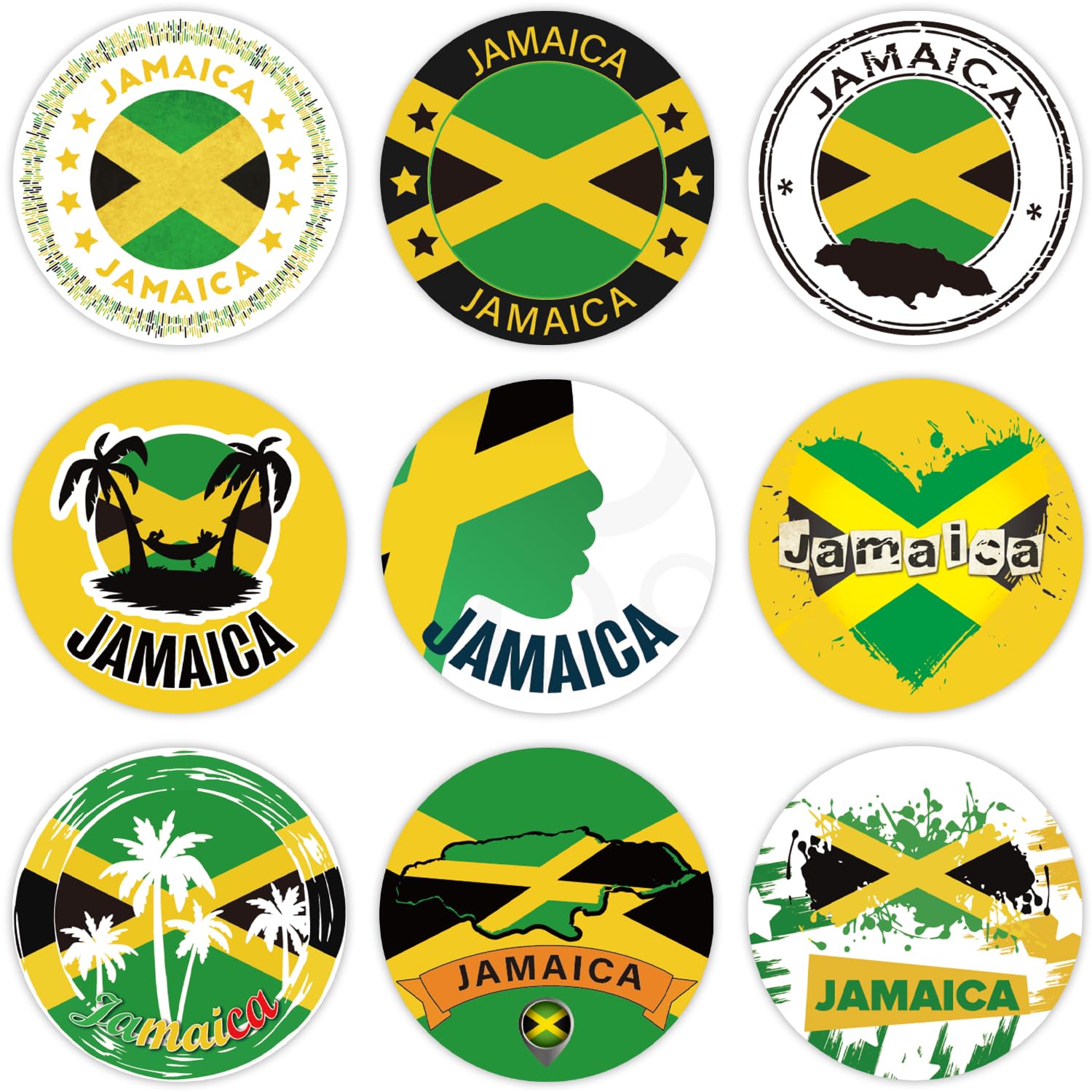 Jamaican Round Stickers Lables for Jamaica Birthday Baby Shower Party Supplies - Jamaica Independence Day Stickers Decoration Favors Party Gifts Prize