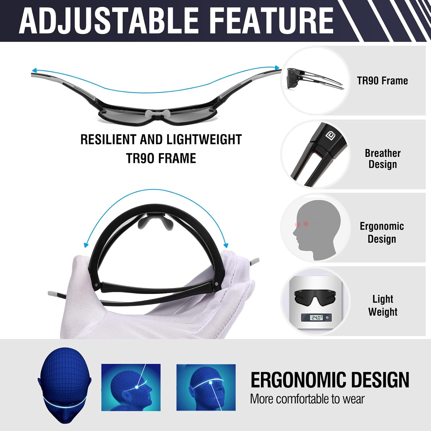 DUCO Sports Polarized Sunglasses for Men Women Running Sunglasses Fishing Cycling Baseball Glasses UV400 Protection DC0023 - Image 5