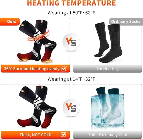 Miniatura 5 de Heated Socks for Men Women - OIGOGOI 5000mAh Rechargeable Electric Heated Socks Foot Warmers 3 Heating Settings with APP Remote Control for Skiing