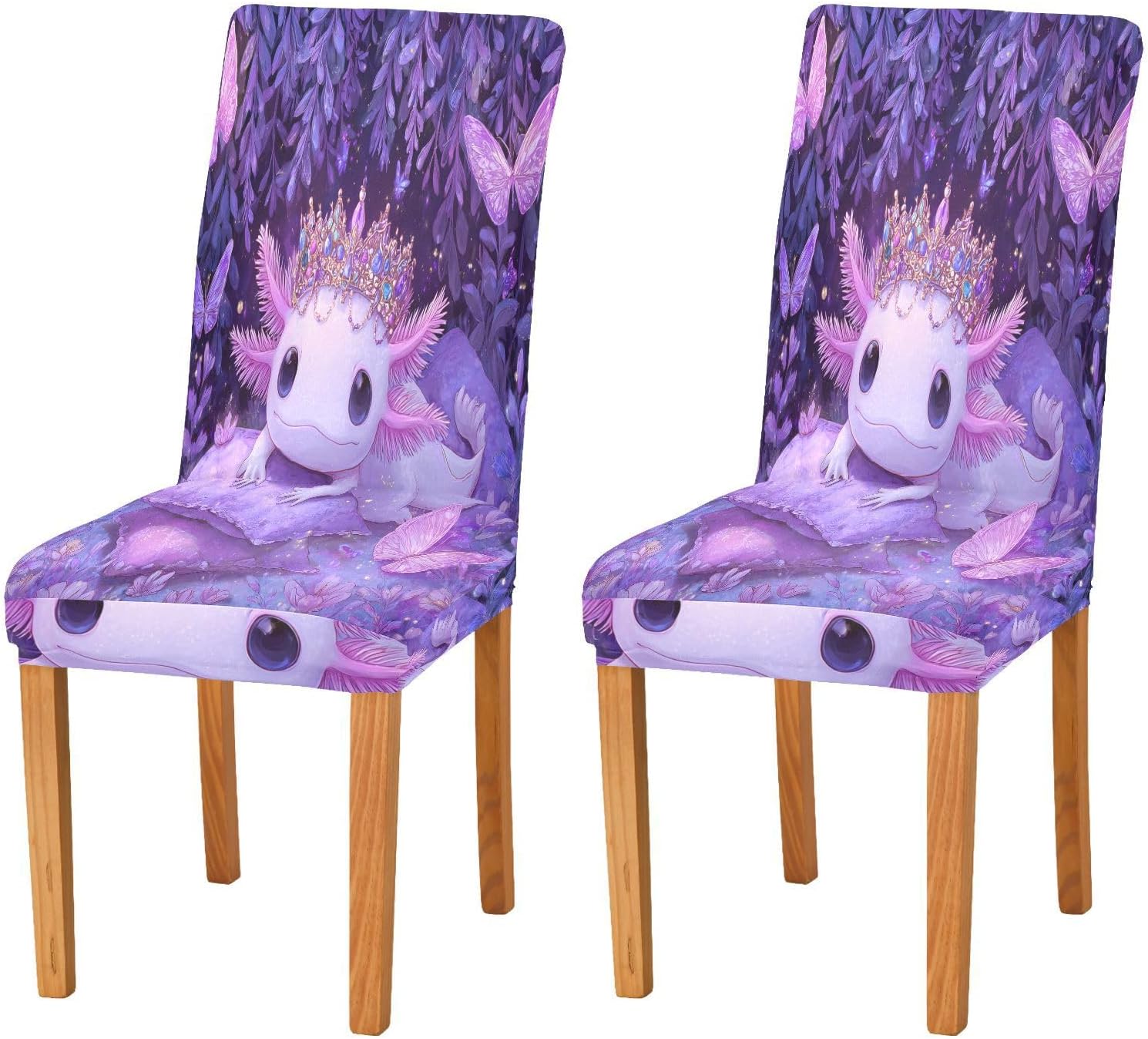 ALAZA Chair Covers for Dining Room, Salamander Pillow Crown Pattern Stretch Chair Cover Sets Chair Protector Removable Washable for Ktichen Restaurant Hotel