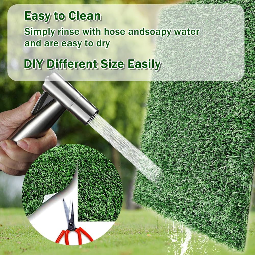 Portable Dog Grass Pad with Tray（25"×20"） & 1 Pack Cuttable Training Grass Pad （39.4"×31.5"） – Indoor/Outdoor Grass Pee Pad