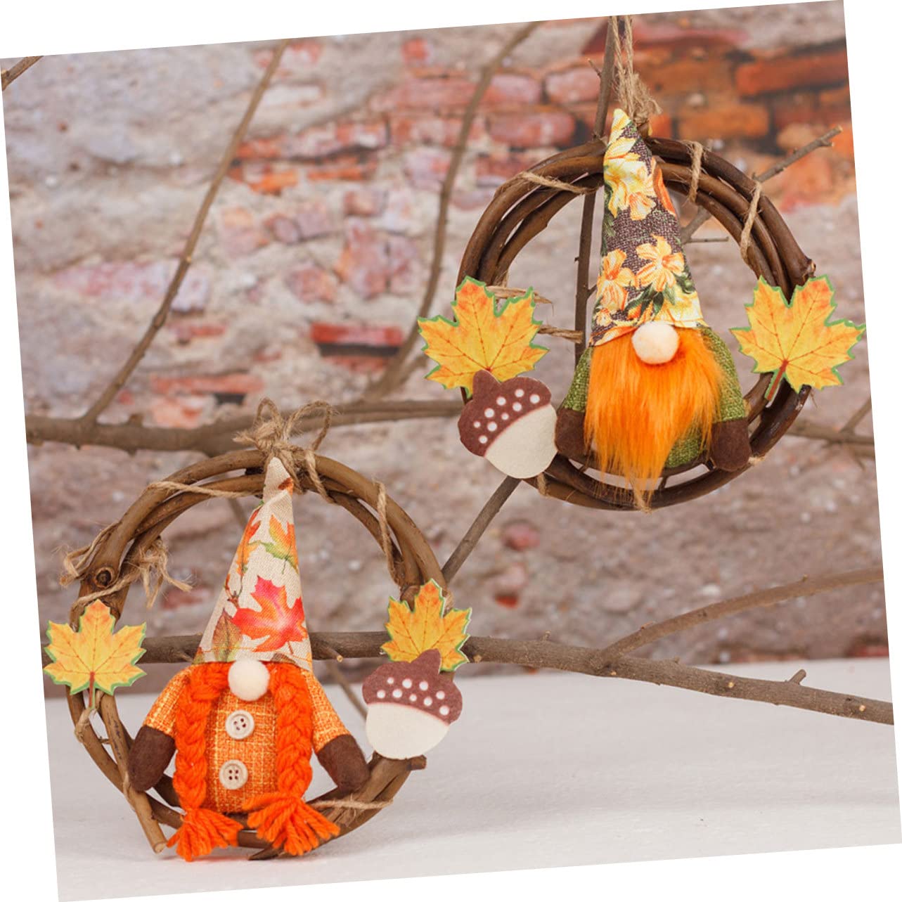 6stücke Herbstkranz Mit GNOME Dekorative Türkränze Für Thanksgiving Und Herbstfest Aus Rattan Und Ahornblättern Für Zuhause Und Feiern