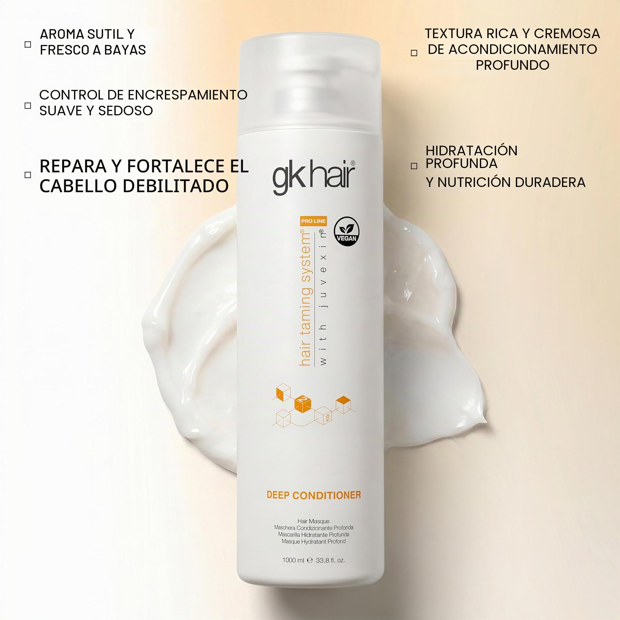 GK HAIR Global Keratin Deep Conditioner Masque 1000ml Tratamiento de reparación hidratante intenso para cabello seco y dañado tratado con color, fórmula de restauración del cabello