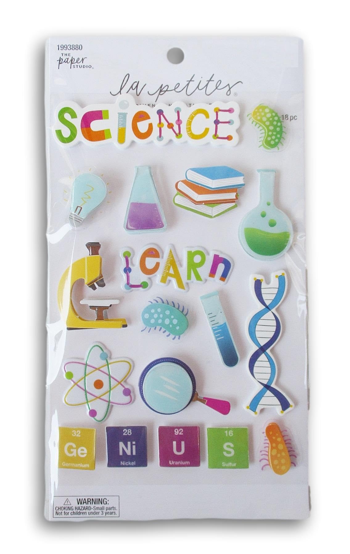 Science 3D Stickers for Crafts, Scrapbooks, Cardmaking - 18 Pieces