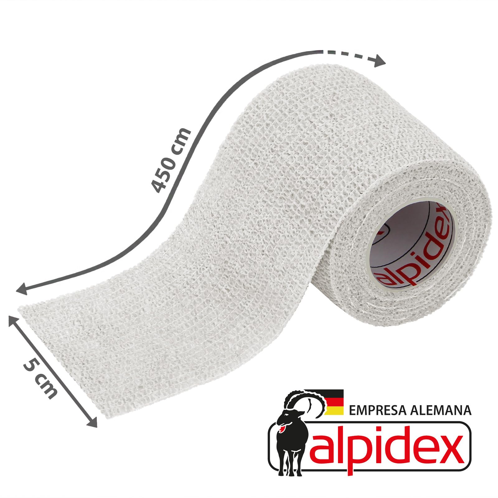 ALPIDEX 12 Rollos Venda Adhesiva 5 cm x 4,5 m Venda Cohesiva Envoltura Tape Deportiva Bendaje Autoadhesiva Mano Rodillas Tobillo Vet Wrap Perro Gato Caballo, Color:blanco — view 2