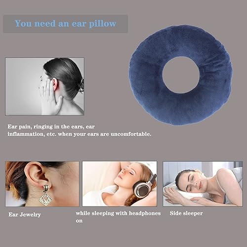 Miniatura 4 de S-SNAIL-OO Almohada perforadora de oreja para personas que duermen de lado, almohada pequeña con agujero para la oreja, almohada en forma de dona