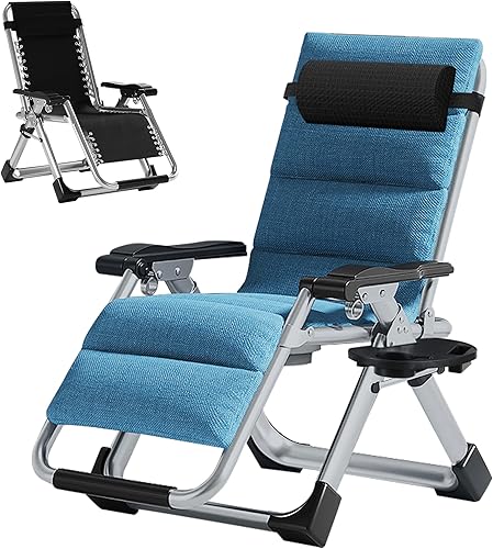 Miniatura 25 de ABORON Silla de gravedad cero mejorada con cojín para reposabrazos, sillas plegables de lona de primera calidad para exteriores, sillas de patio