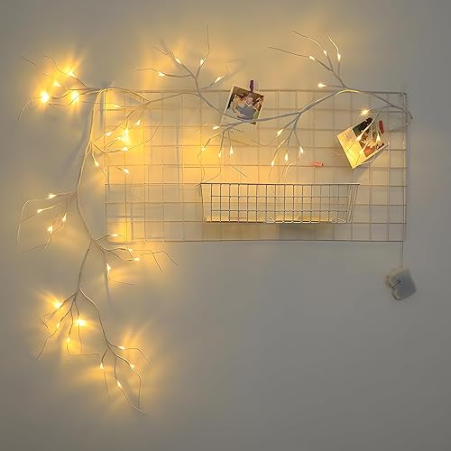 Miniatura 5 de Guirnalda de abedul iluminada de 6 pies, 48 luces LED, funciona con pilas con temporizador para decoración de mesa de chimenea de Navidad, uso en