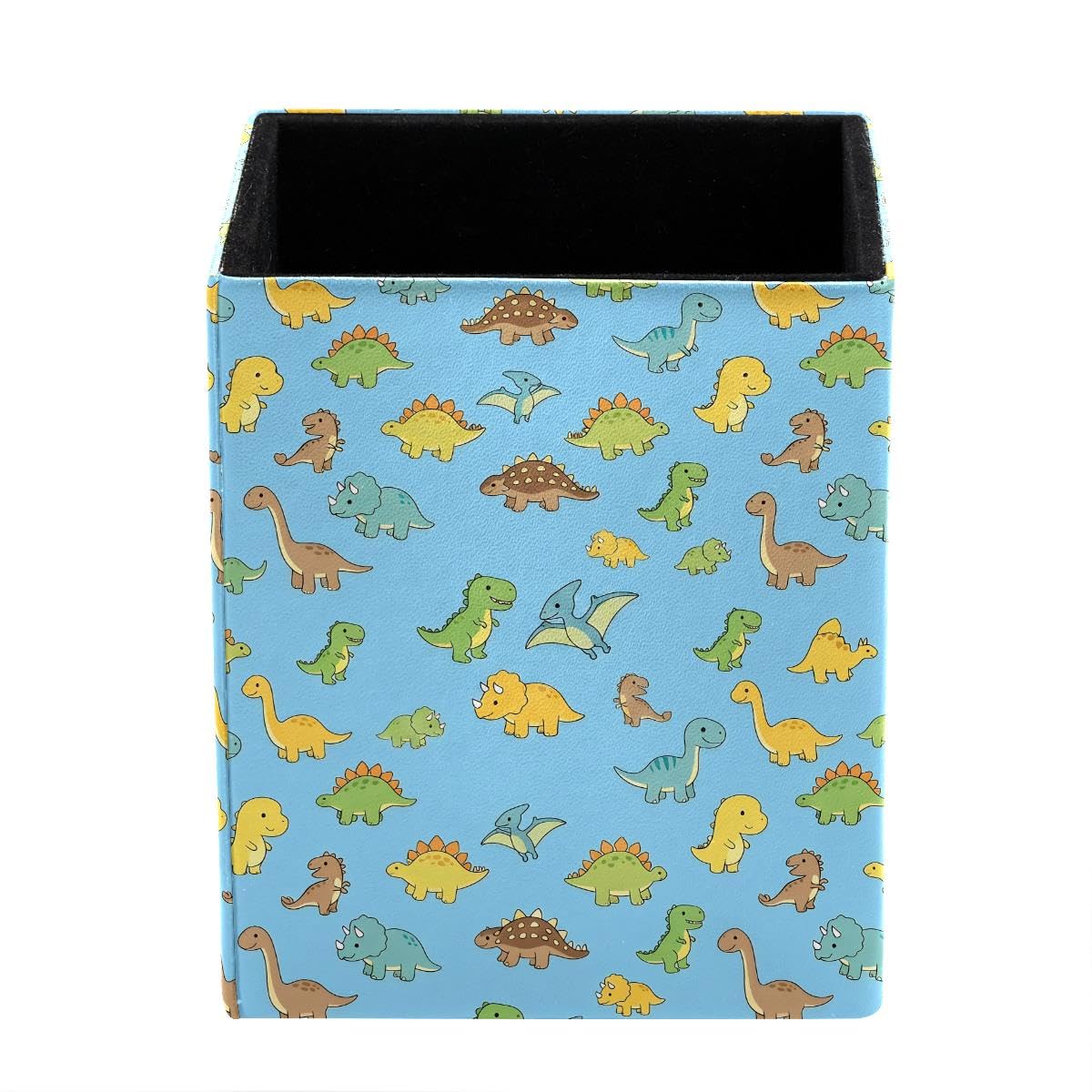 HEOEH Dinosaurs Pen Holder Pen Pot, Square Pencil Cup for Desk