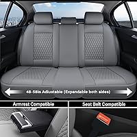 Vista 5 de Coverado - Juego completo de fundas de asiento para automóvil, de piel de napa, protector impermeable con soporte lumbar, con ajuste universal