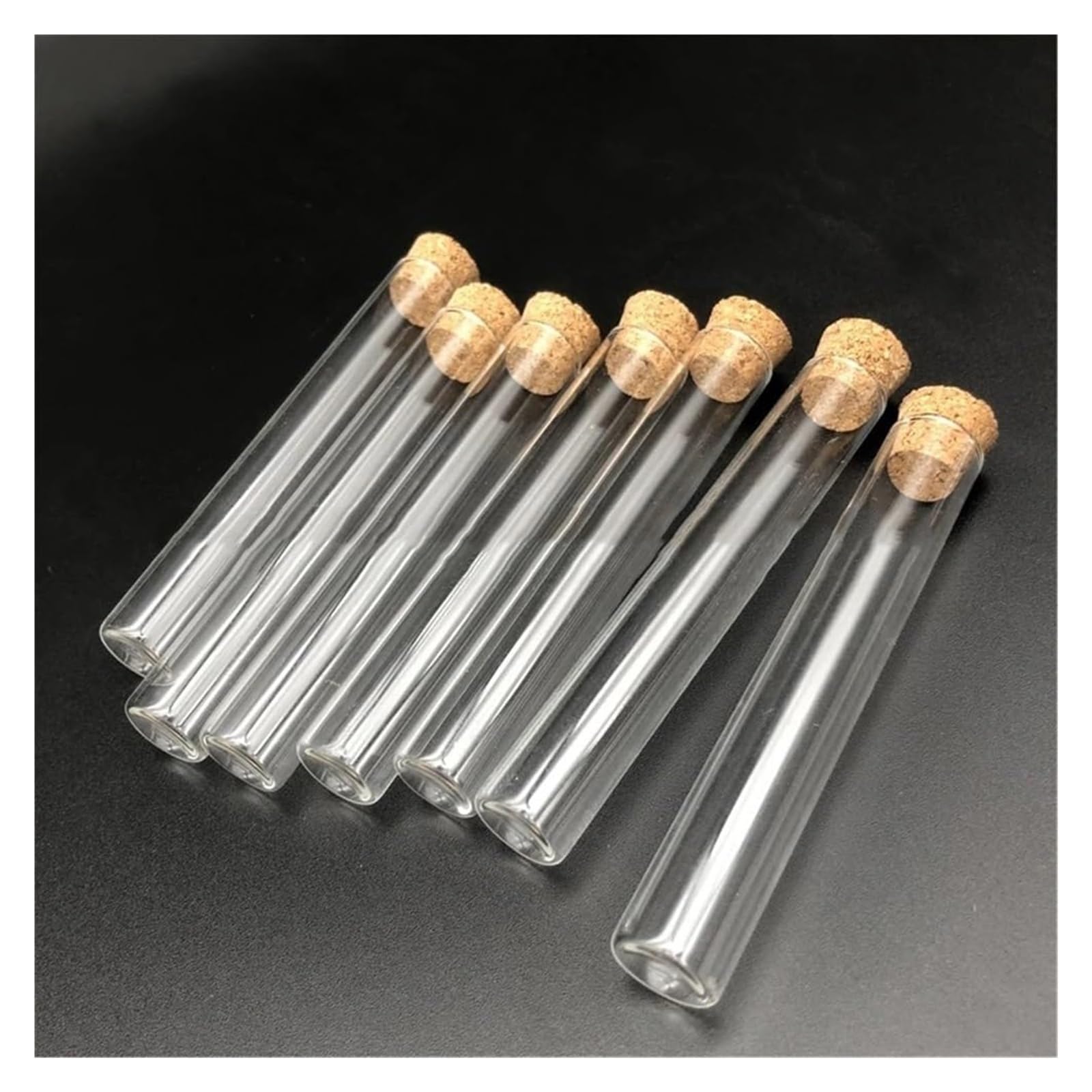 Transparente Glasreagenzgläser, Reagenzglas aus Borosilikatglas, 15 x 100 mm, Korkstopfen mit flachem Boden, Verschiedene Größen(50pcs)