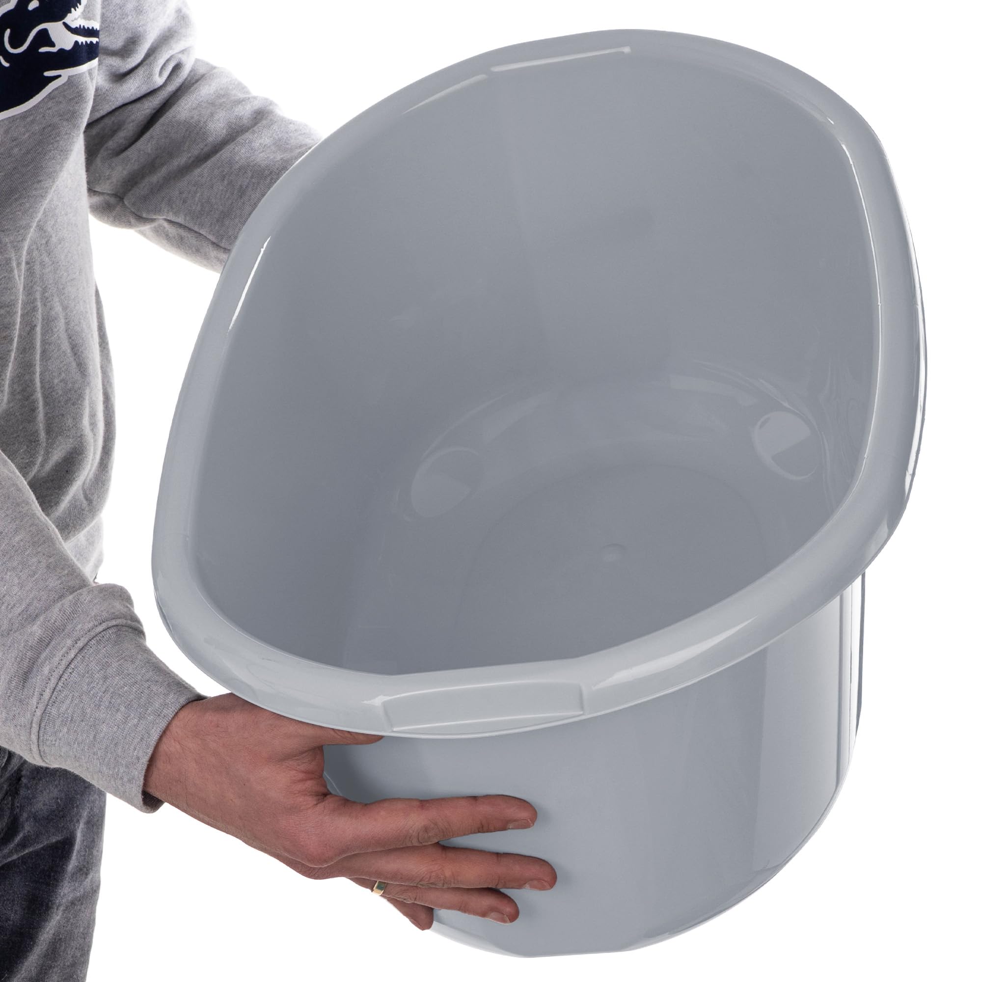KADAX Waschschüssel 30L, große Spülschüssel aus Kunststoff, vielseitige Plastikschüssel, Kunststoffschüssel, Schüssel für Badezimmer, Spülwanne (Hellgrau)