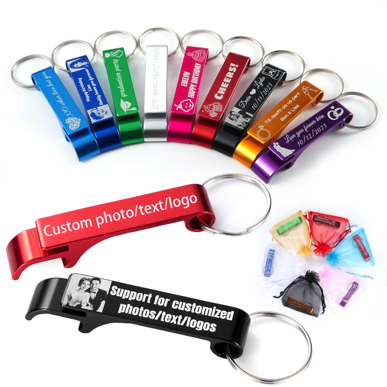100pcs Personalized Bottle Opener -Customize Bottle Opener Keychain, Engrave Any Photo/Text/Logo Suitable for Birthday Parties, Wedding Gifts, Graduations, Anniversaries, Breweries, Bars. (100pcs)