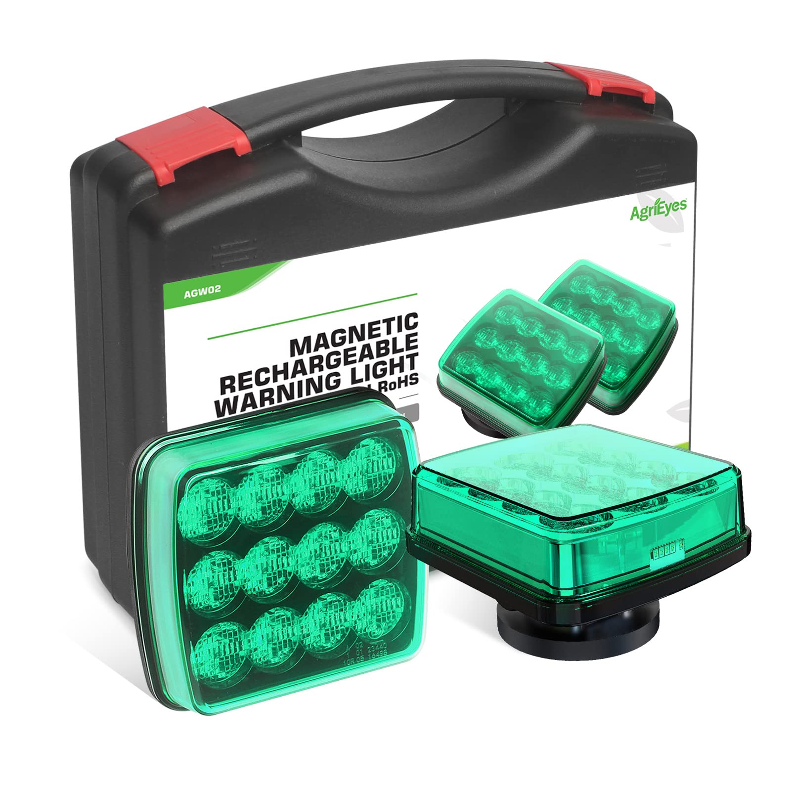Agrieyes W02 Magnetic Flashing Lights, Wireless Strobe Lights, Green