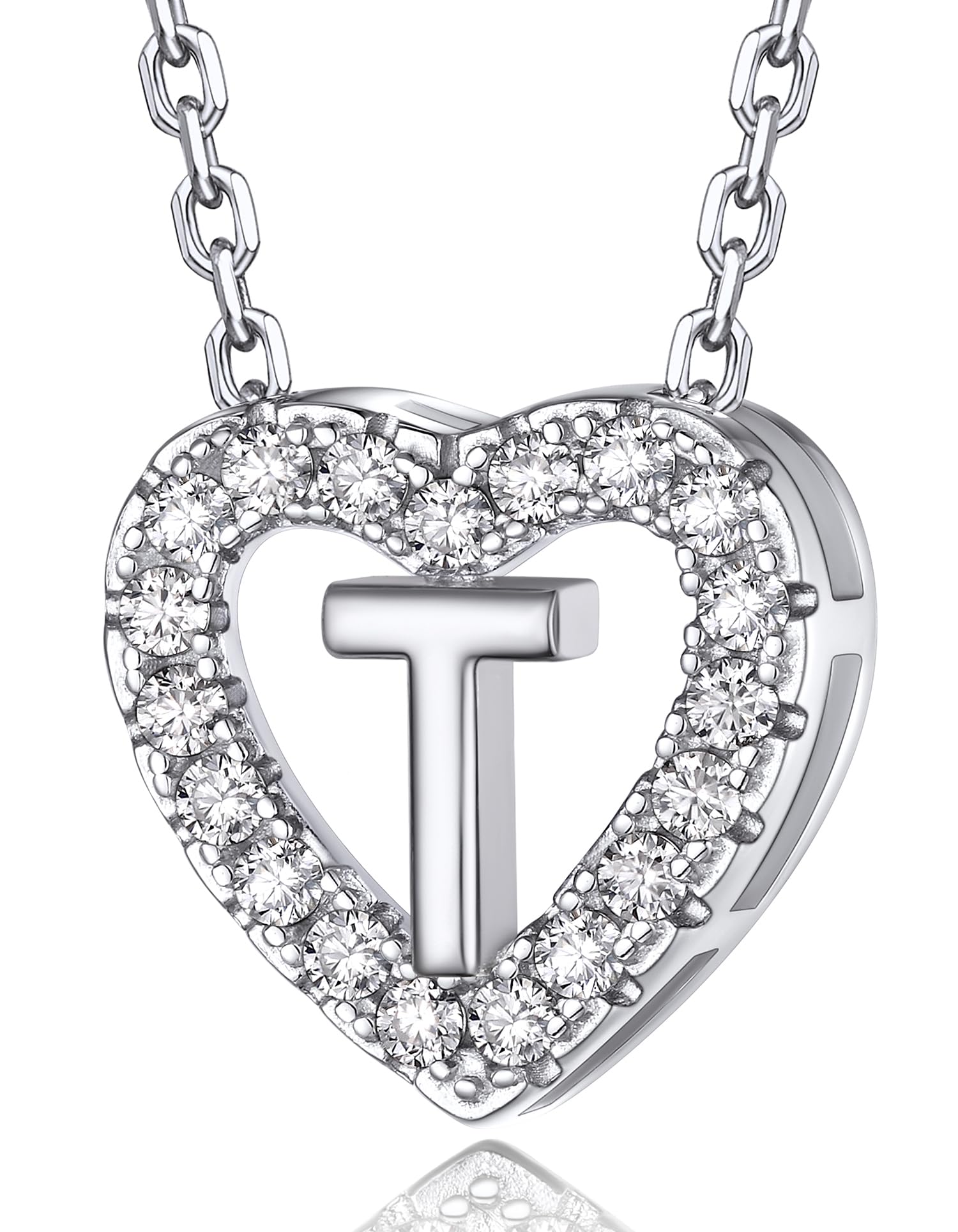 MomentWish Herz Kette mit Buchstaben A-Z Anhänger, Moissanit Diamant Initialen Halskette Damen,Personalisierte Geburtstagsgeschenk für Frauen Damen Weihnachtsgeschenke