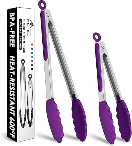 Miniatura 28 de HOTEC Pinzas de cocina de acero inoxidable de alta calidad con puntas de silicona, juego de 2-9 pulgadas y 12 pulgadas, caqui Paquete de 2: caqui,2