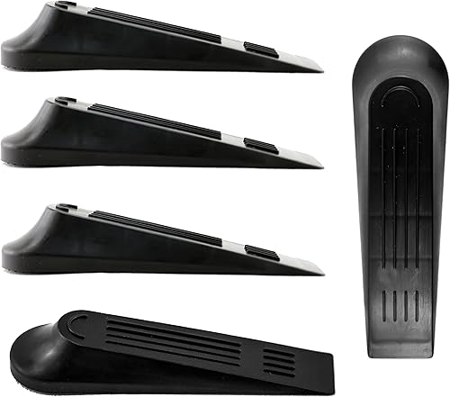 Harrier Hardware Topes de puerta de cuña con agarre de plasitc duraderos y resistentes, color negro, paquete de 5